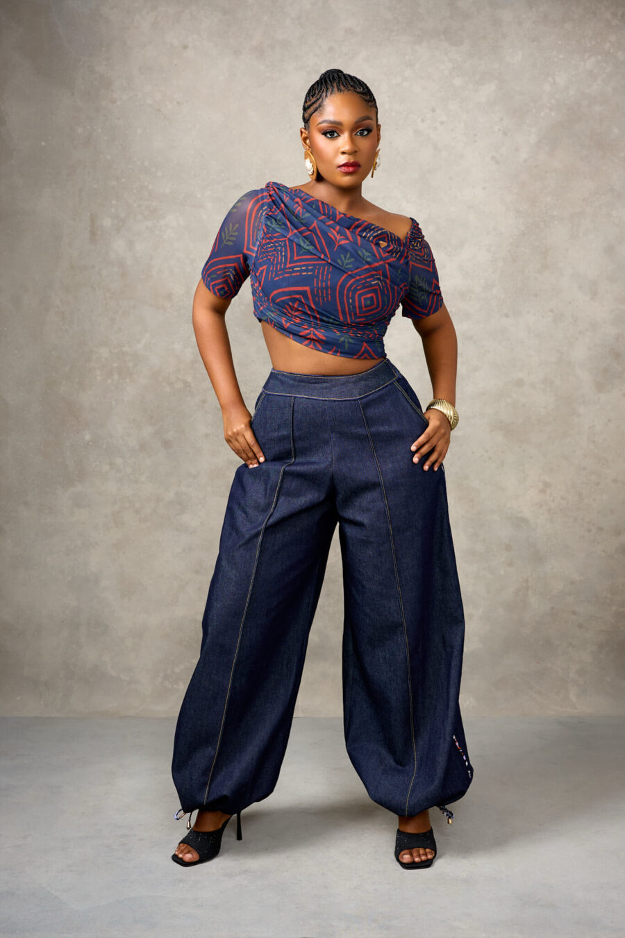 SALMA TUCKIE DENIM PANTS